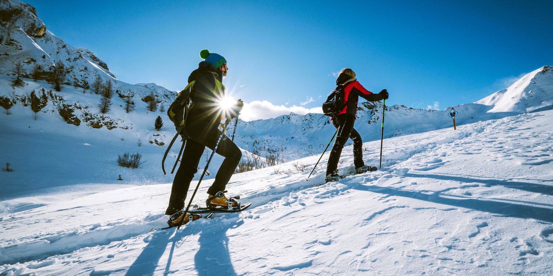 Panoramic snowshoe hike at Ciampac